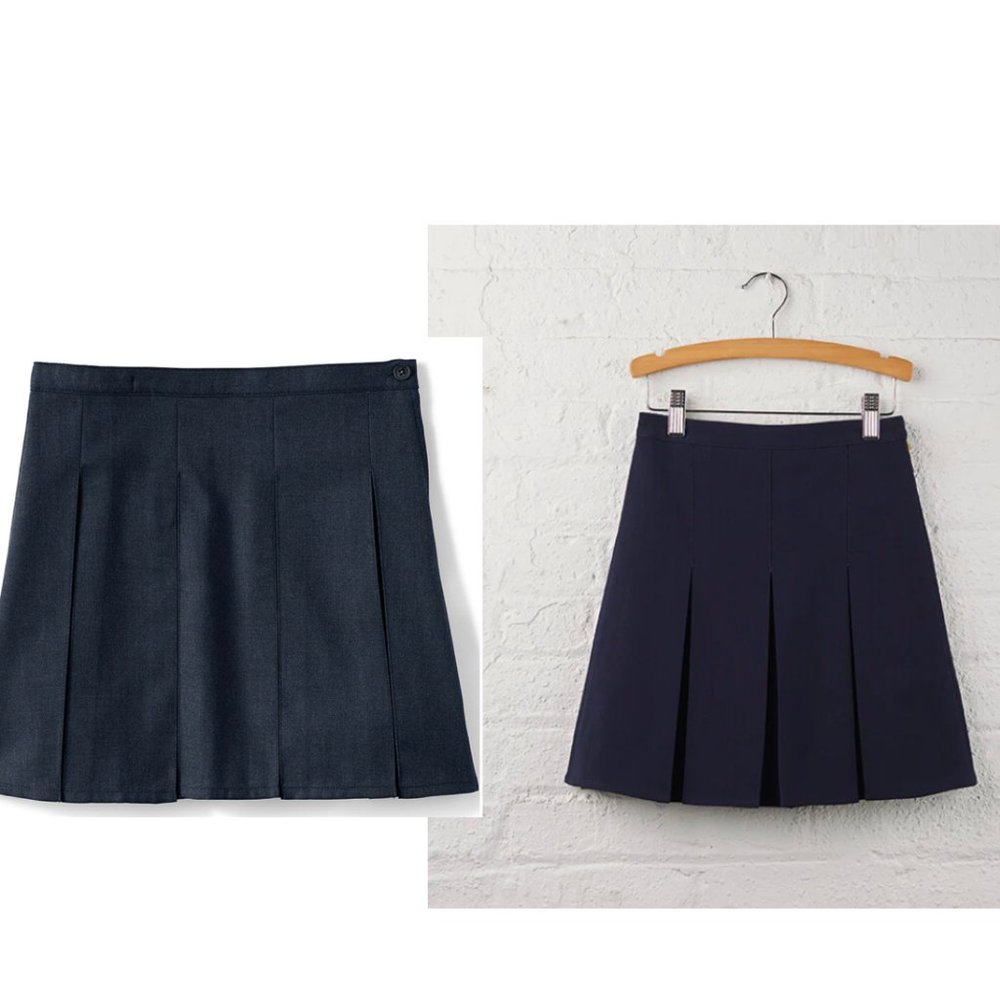 Bundle of 2 school uniform skirts in navy & reversible navy/gray